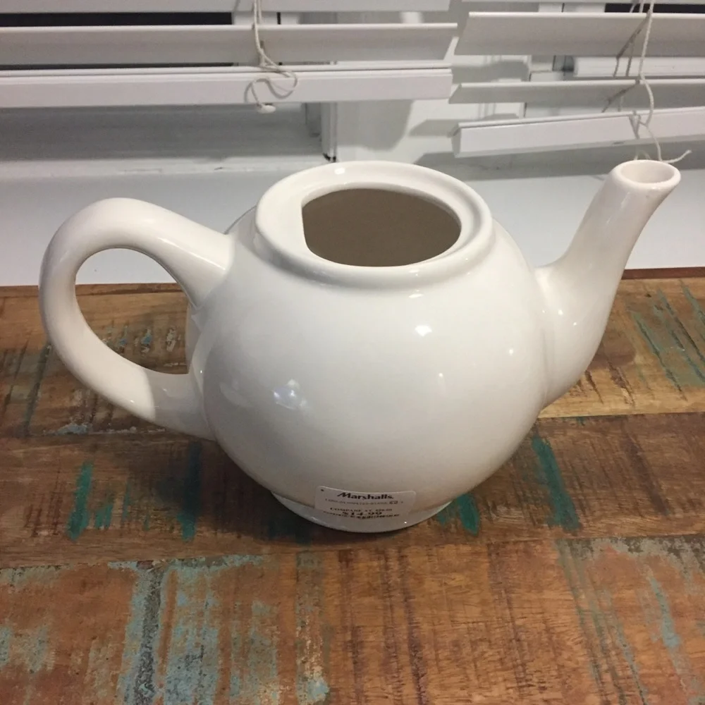 Rae Dunn TEA Teapot white black NWT